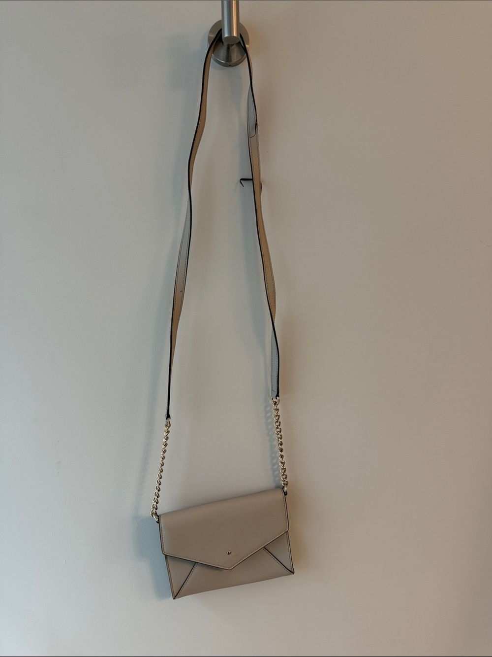 kate spade Small Envelope Crossbody in Light Beige with Gold Chain